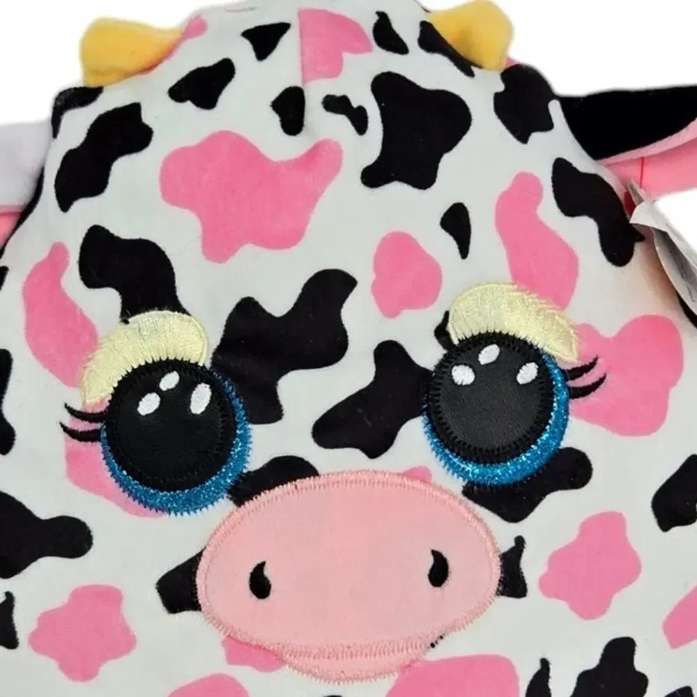 Ty Squishy Beanies Milkshake‎ Cow Pink Black Farm Animal Plush Toy Stuffed 10